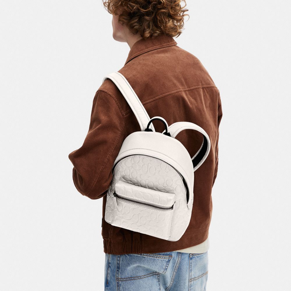COACH®,Charter Backpack 24 In Signature Leather,,Detail View