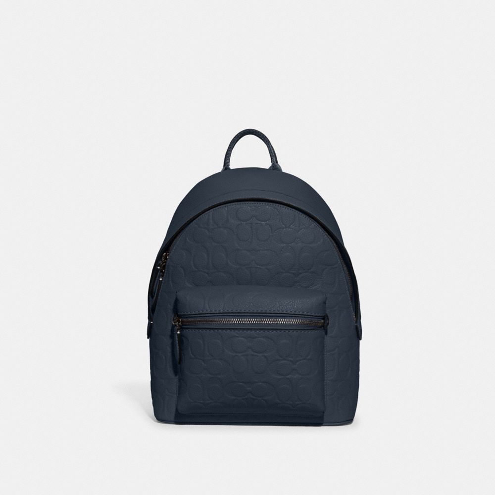 COACH®,Charter Backpack 24 In Signature Leather,,Front View