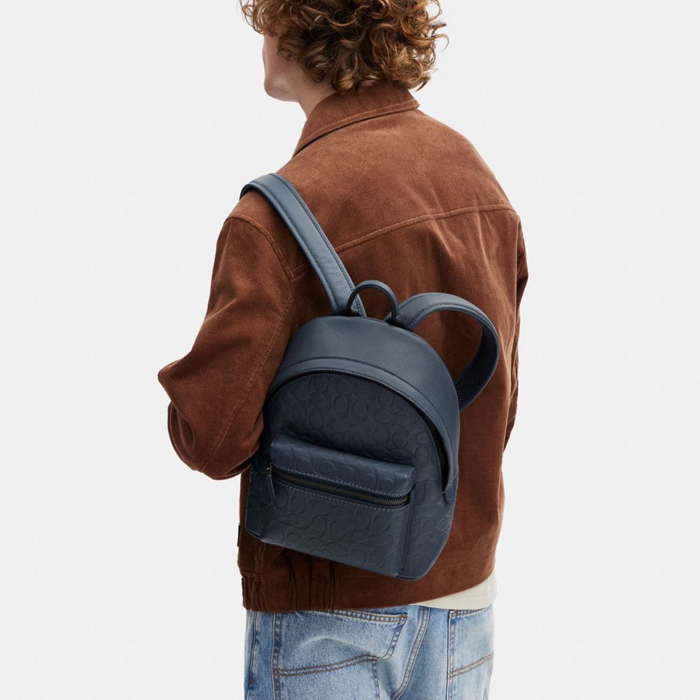 COACH®,Charter Backpack 24 In Signature Leather,,Detail View
