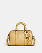 COACH®,RUBY SATCHEL 18,Pebble Leather,Small,Brass/Hay,Front View