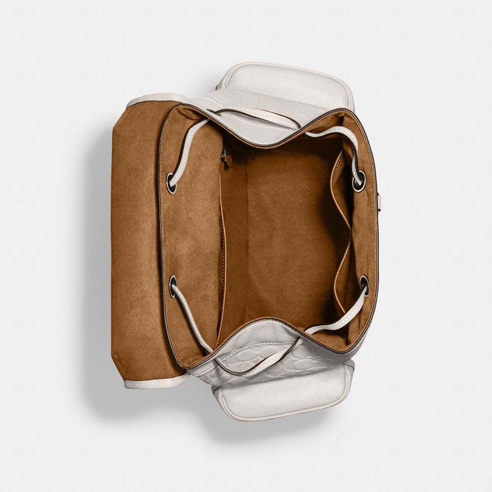 COACH®,SAC À DOS HITCH EN CUIR SIGNATURE,Craie,Inside View,Top View