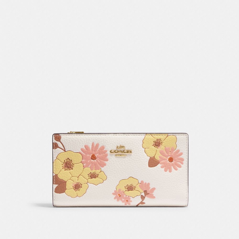 Slim Zip Wallet With Floral Cluster Print