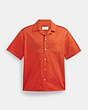 COACH®,SOLID CAMP SHIRT,cotton,Sun Orange,Front View