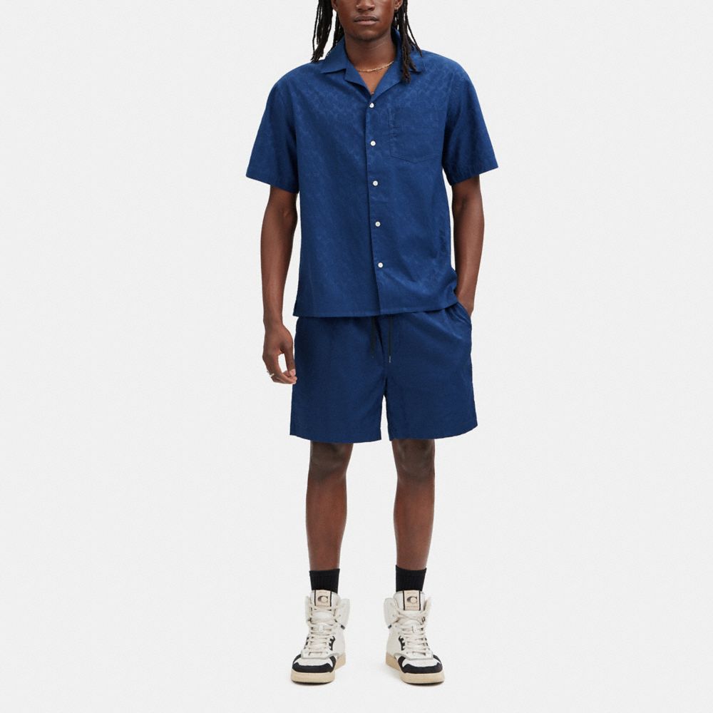 COACH®,JACQUARD WOVEN SHORTS,Navy Signature,Scale View