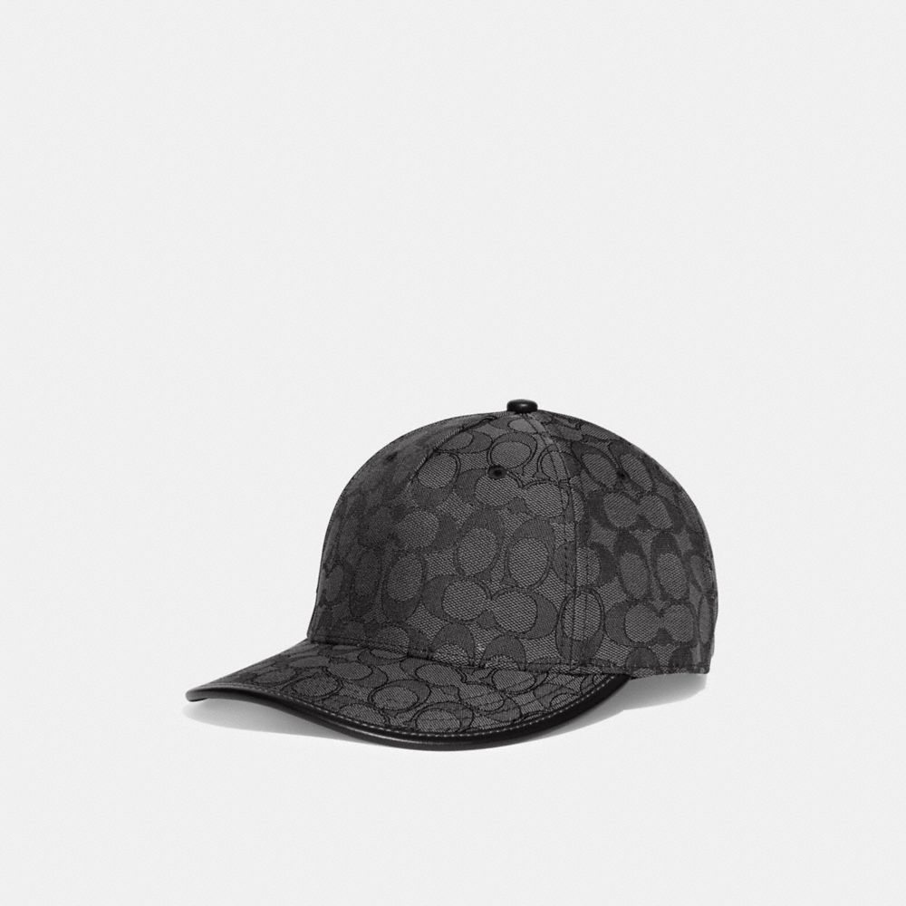 COACH®,SIGNATURE JACQUARD BASEBALL HAT,cotton,Charcoal,Front View image number 0