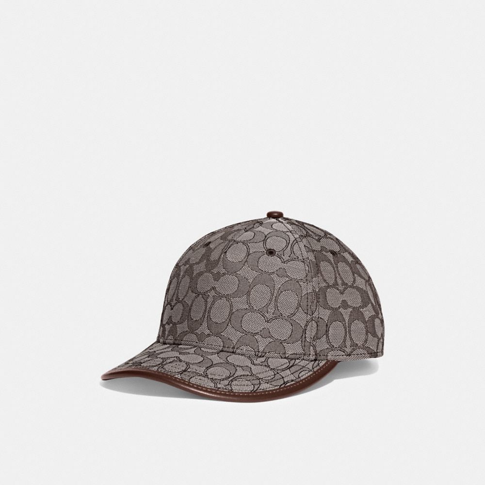 COACH®,SIGNATURE JACQUARD BASEBALL HAT,cotton,Oak,Front View