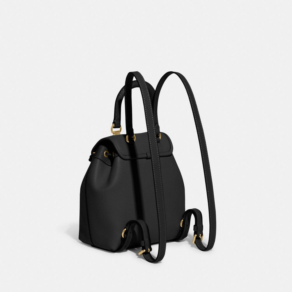 COACH®,RIYA BACKPACK 21,Glovetanned Leather,Medium,Brass/Black,Angle View