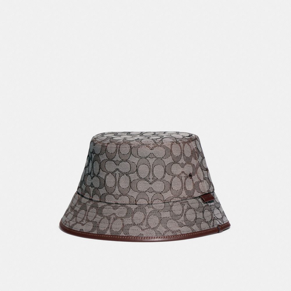 COACH®,SIGNATURE JACQUARD BUCKET HAT,Cotton/Polyester,Oak,Front View