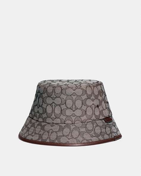 COACH®,SIGNATURE JACQUARD BUCKET HAT,Cotton/Polyester,Oak,Front View