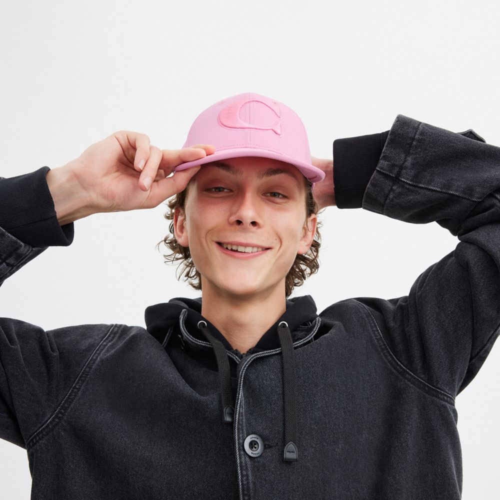 COACH®,BASEBALL HAT,cotton,Vivid Pink,Detail View