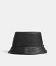 COACH®,LEATHER  BUCKET HAT,Black,Front View