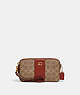 COACH®,KIRA CROSSBODY IN COLORBLOCK SIGNATURE CANVAS,Refined Calf Leather,Mini,Brass/Tan/Rust,Front View