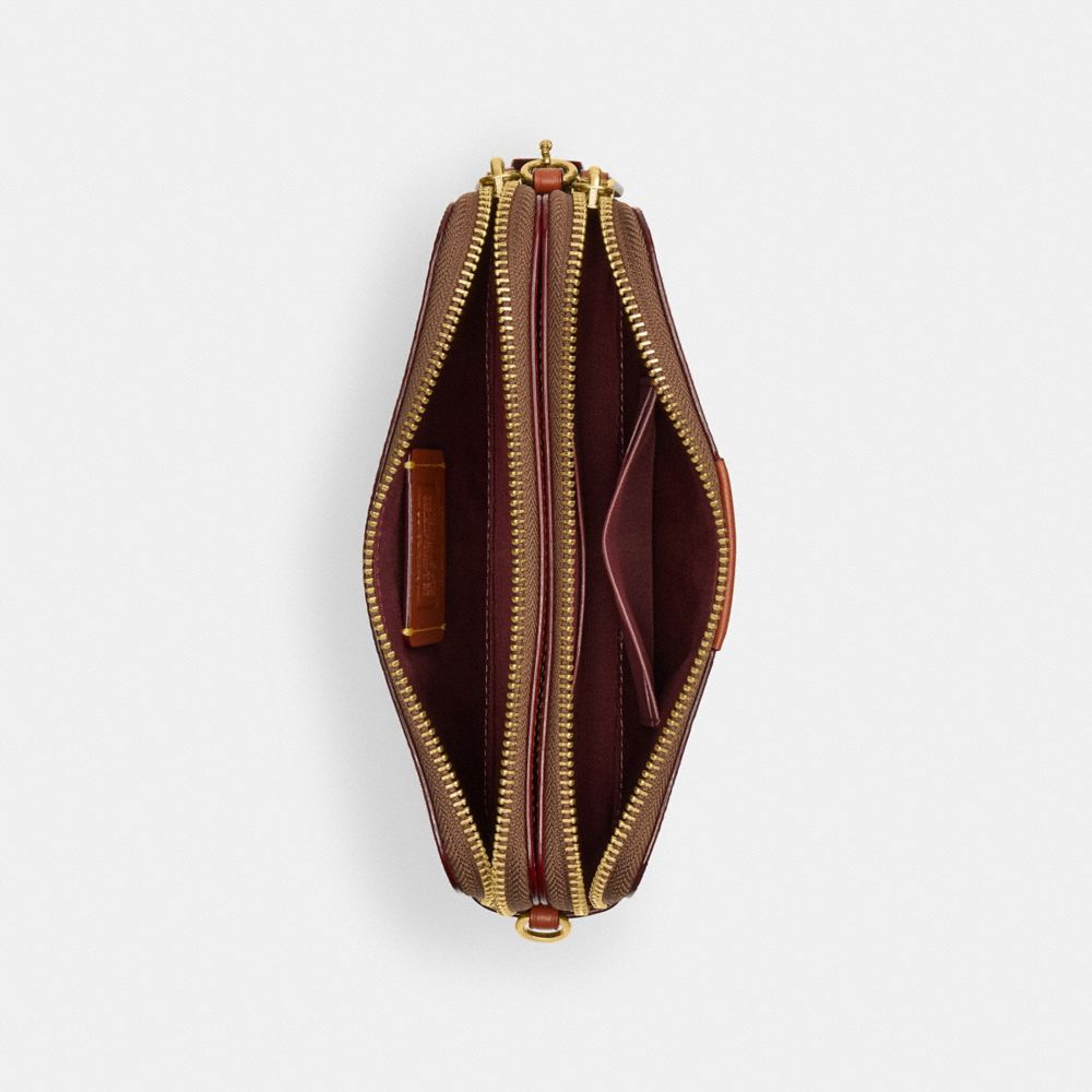 COACH®,Kira Crossbody Bag In Colorblock Signature Canvas,Leather,Canvas,Calf Hair,Wristlet,Crossbody,PVC,Color Block,Gold ...,,Inside View,Top View