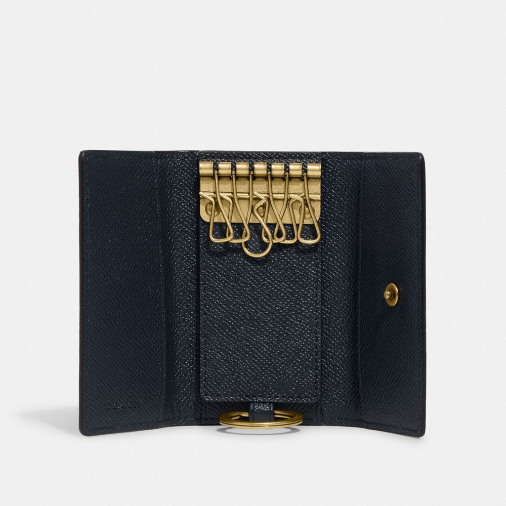 COACH®,6 リング キー ケース,キーケース,ﾌﾞﾗｽ/ﾐｯﾄﾞﾅｲﾄ ﾈｲﾋﾞｰ