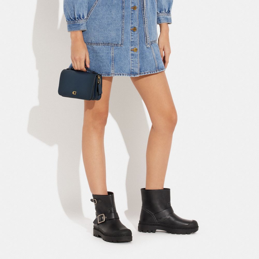 COACH®,Bea Crossbody Bag,Calfskin Leather,Crossbody,Metal,Embossed,Chain Detail,Logo,Day Party,Navy,Detail View