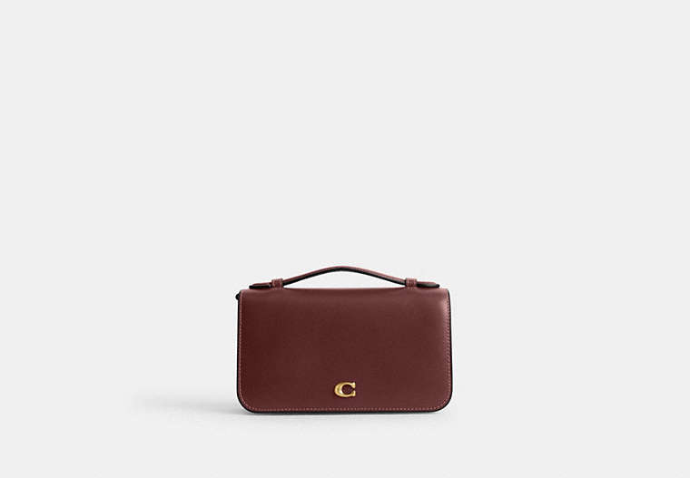 COACH®,BEA CROSSBODY,Refined Calf Leather,Brass/Wine,Front View