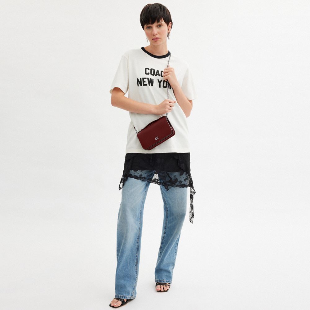 COACH®,Bea Crossbody Bag,Calfskin Leather,Crossbody,Metal,Embossed,Chain Detail,Logo,Day Party,Maroon