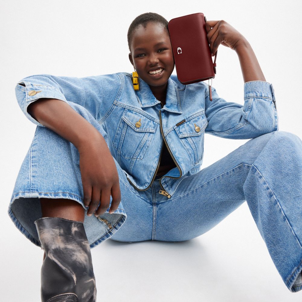 COACH®,Bea Crossbody Bag,Calfskin Leather,Crossbody,Metal,Embossed,Chain Detail,Logo,Day Party,Maroon,Detail View