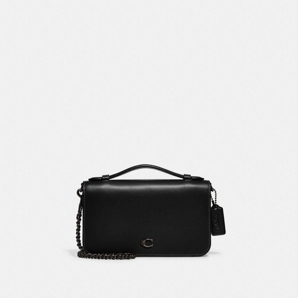 COACH®,BEA CROSSBODY BAG,Refined Calf Leather,Mini,Pewter/Black,Front View