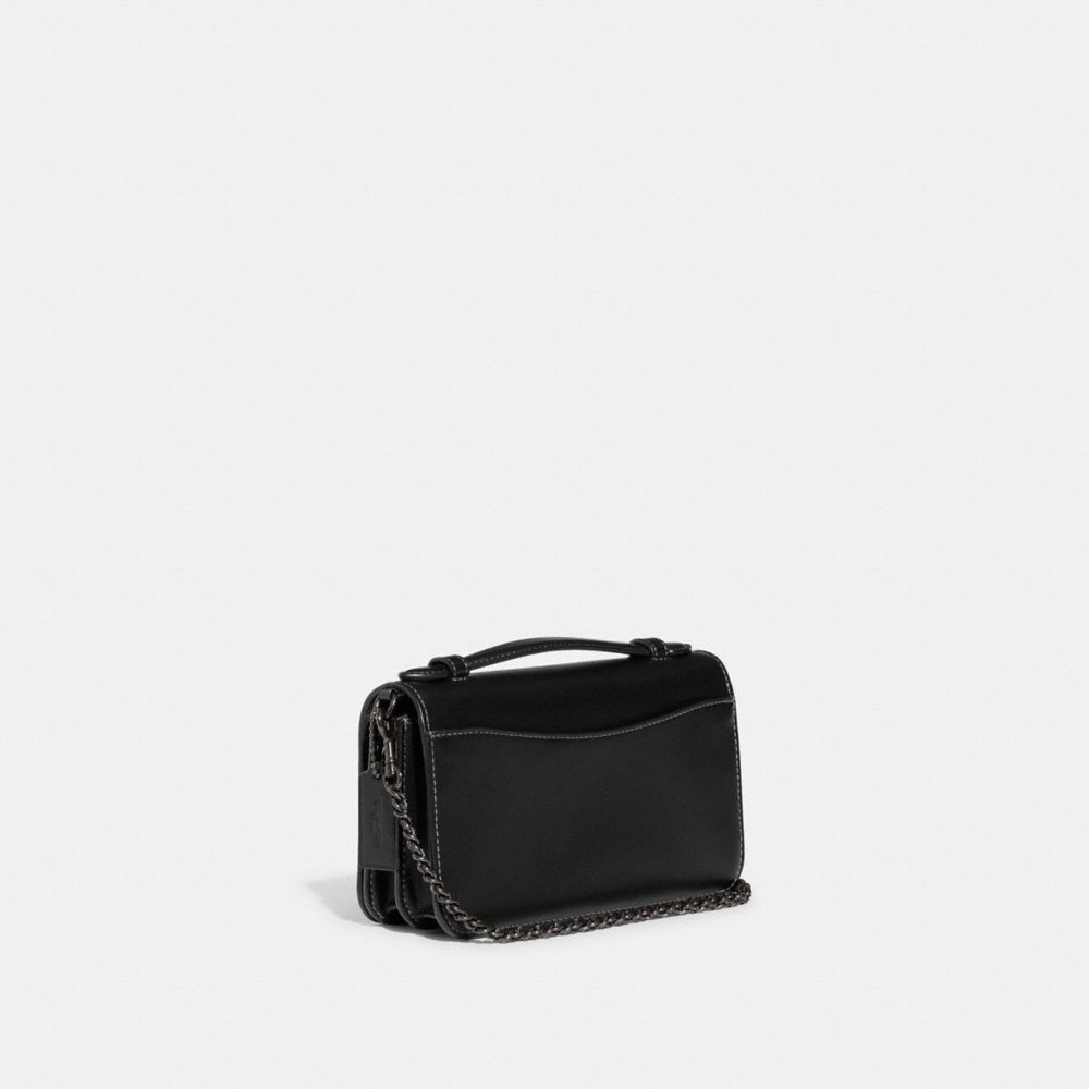 COACH®,BEA CROSSBODY BAG,Refined Calf Leather,Mini,Pewter/Black,Angle View