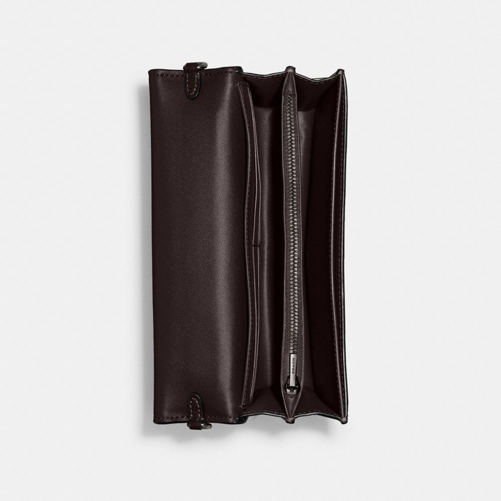 COACH®,Bea Crossbody Bag,Calfskin Leather,Crossbody,Chain Detail,Logo,Metal,Embossed,Day Party,Black,Inside View,Top View