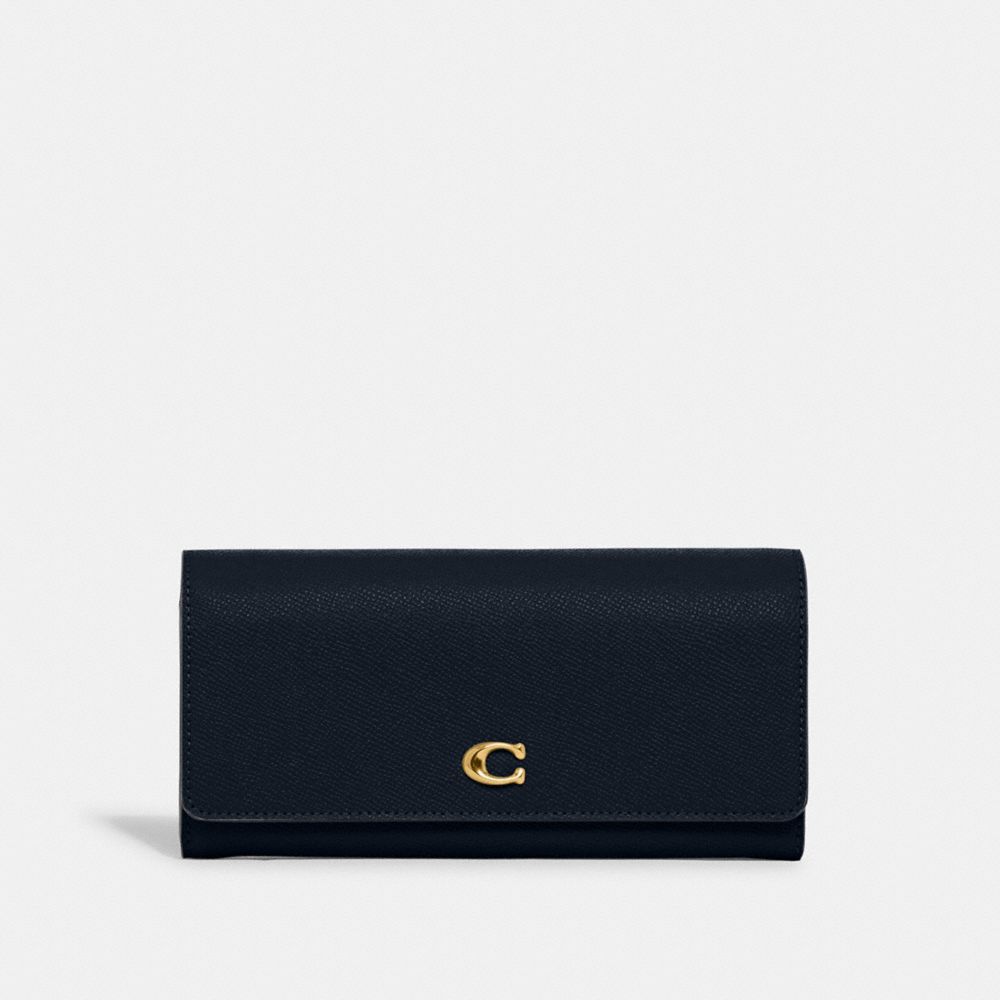 COACH®,フラップ ウォレット,長財布,ﾌﾞﾗｽ/ﾐｯﾄﾞﾅｲﾄ ﾈｲﾋﾞｰ