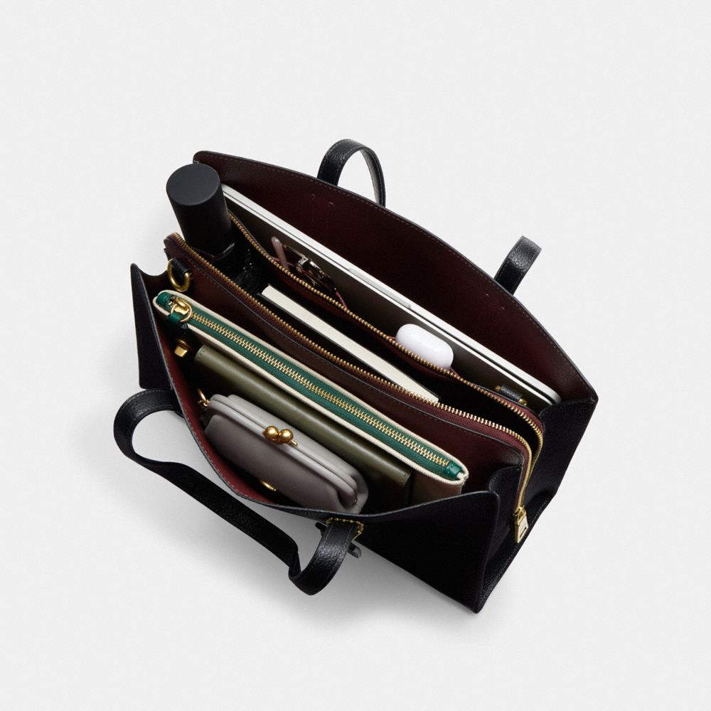 COACH Carter Medium Polished Pebble Leather Carryall Travel Bag