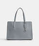 COACH®,CARTER CARRYALL,Polished Pebble Leather,Silver/Grey Blue,Front View
