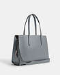COACH®,CARTER CARRYALL,Polished Pebble Leather,Silver/Grey Blue,Angle View