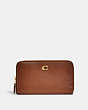 COACH®,MEDIUM ZIP AROUND WALLET,Refined Calf Leather,Small,Brass/1941 Saddle,Front View
