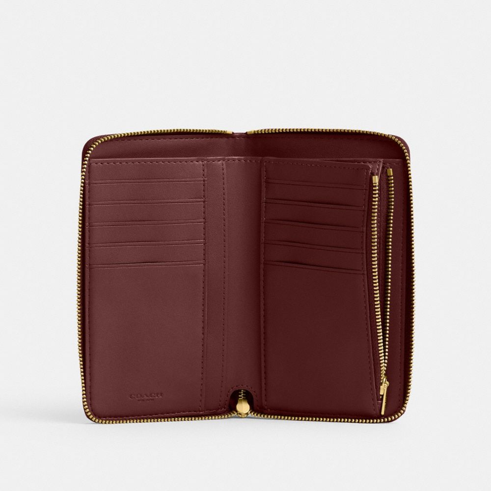 COACH®,Medium Zip Around Wallet,Calfskin Leather,Continental,Bi Fold,Logo,Metal,Casual,,Inside View,Top View