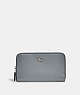 COACH®,MEDIUM ZIP AROUND WALLET,Refined Calf Leather,Small,Silver/Grey Blue,Front View