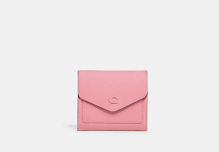 COACH®,WYN SMALL WALLET,Silver/Flower Pink,Front View