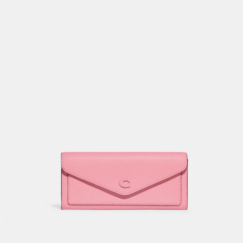 COACH®,WYN SOFT WALLET,Silver/Flower Pink,Front View image number 0