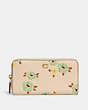 COACH®,ACCORDION ZIP WALLET WITH FLORAL PRINT,Refined Calf Leather,Floral,Brass/Ivory Multi,Front View