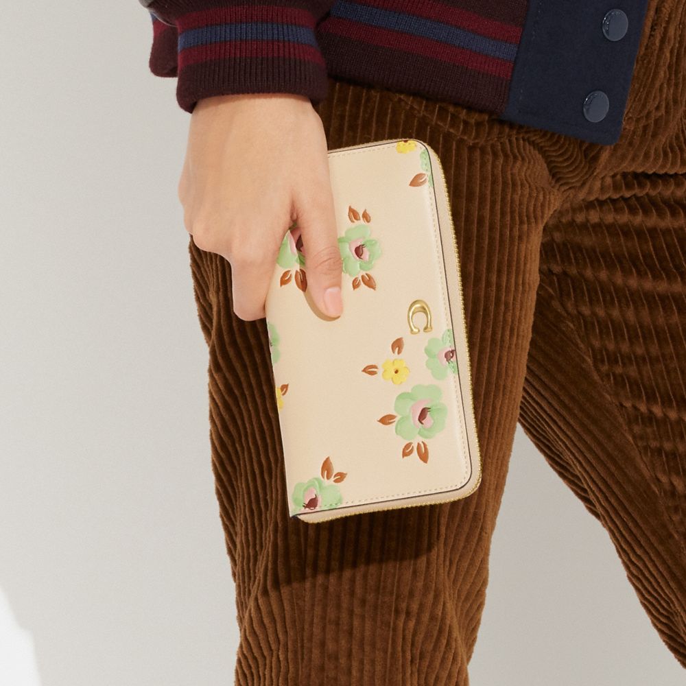 Accordion Zip Wallet With Floral Print