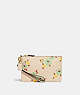 COACH®,SMALL WRISTLET WITH FLORAL PRINT,Smooth Leather,Medium,Floral,Brass/Ivory Multi,Front View