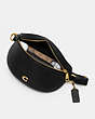 COACH®,BETHANY BELT BAG,Refined Pebble Leather,Mini,Brass/Black,Inside View, Top View