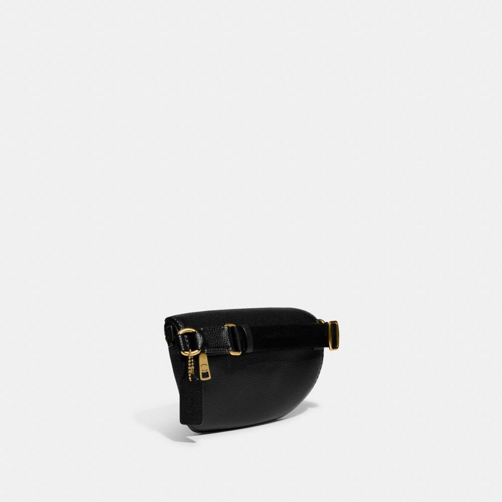 COACH®,BETHANY BELT BAG,Refined Pebble Leather,Mini,Brass/Black,Angle View