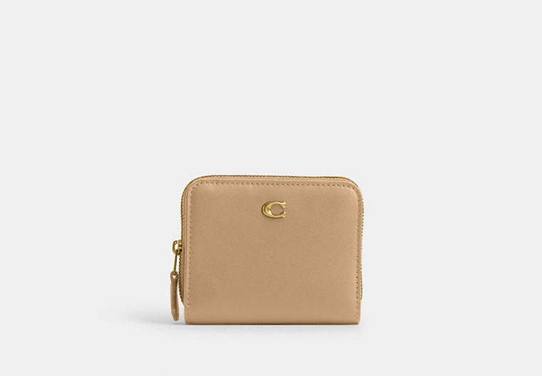COACH®,BILLFOLD WALLET,Refined Calf Leather,Brass/Tan,Front View