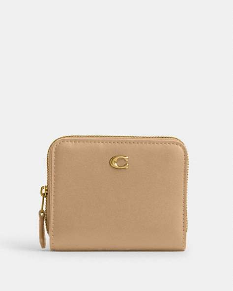 COACH®,BILLFOLD WALLET,Refined Calf Leather,Brass/Tan,Front View