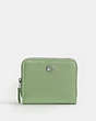 COACH®,BILLFOLD WALLET,Refined Calf Leather,Mini,Silver/Pale Pistachio,Front View