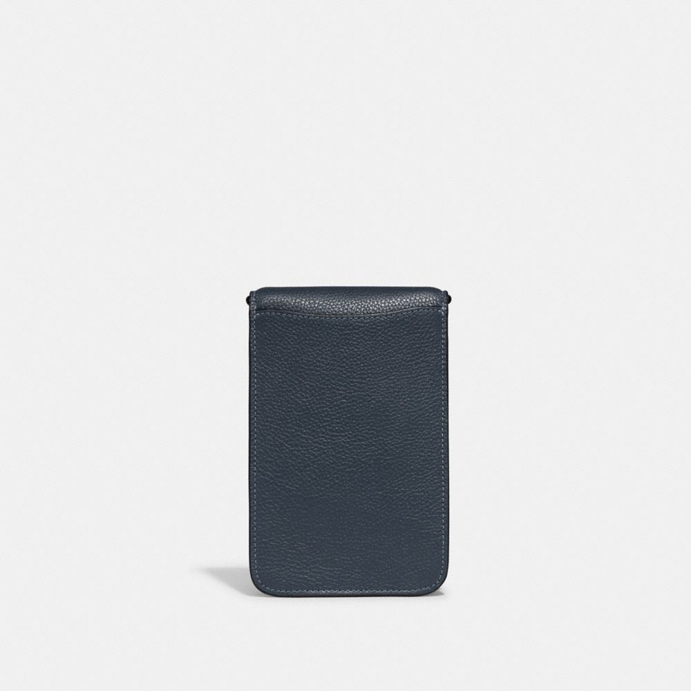 COACH®,Phone Crossbody Bag,Leather,Mobile Bag,Logo,Compact,Silver Metal,Casual,,Back View