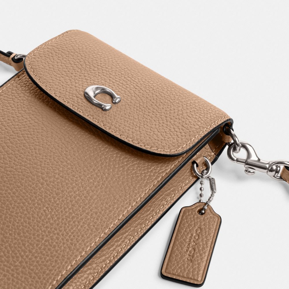 COACH®,Phone Crossbody Bag,Leather,Mobile Bag,Logo,Compact,Silver Metal,Casual,,Closer View