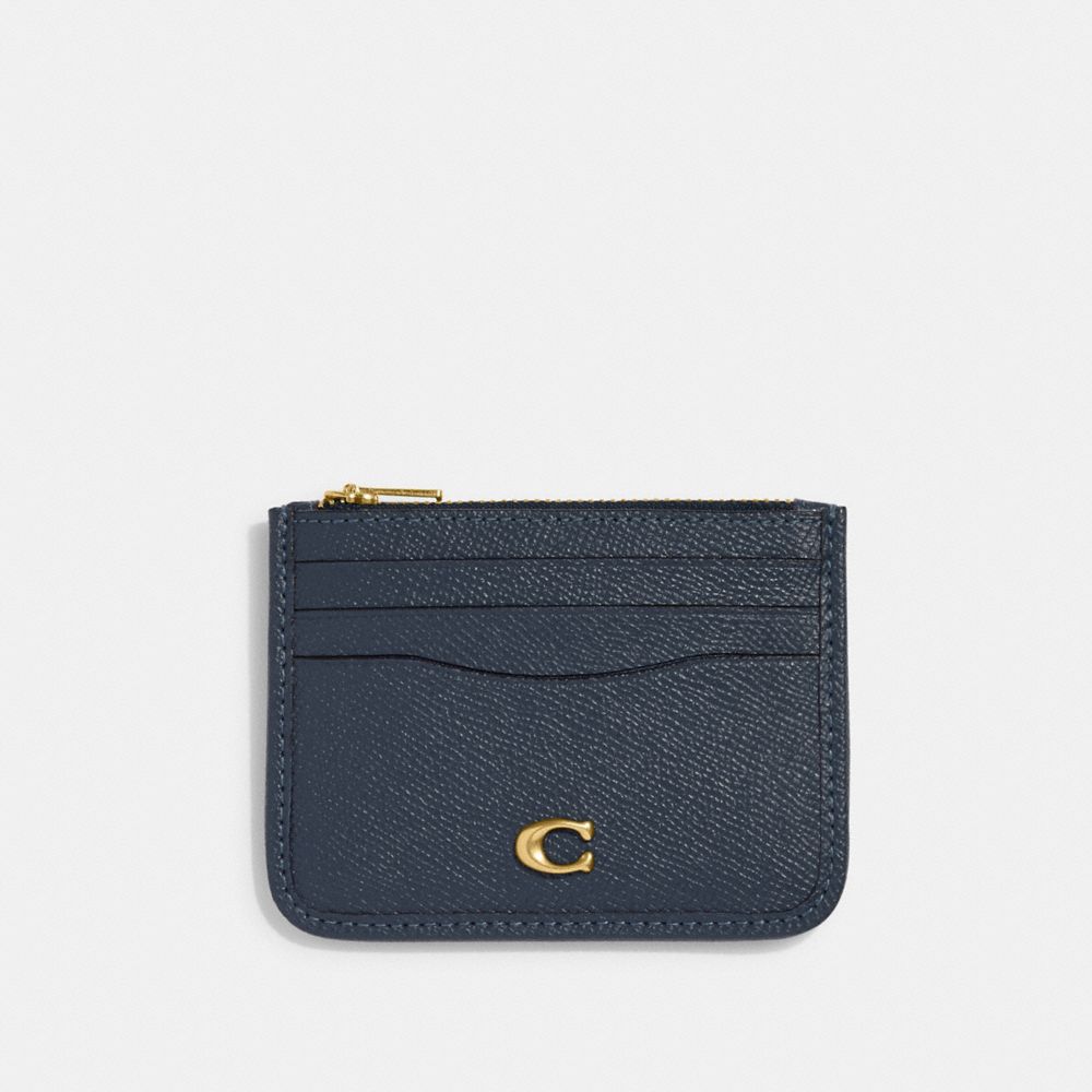 COACH®,ジップ カード ケース,カード ケース＆定期入れ＆名刺入れ,ﾌﾞﾗｽ/ﾃﾞﾆﾑ