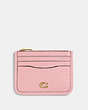 COACH®,ZIP CARD CASE,Crossgrain Leather,Brass/Bubblegum,Front View
