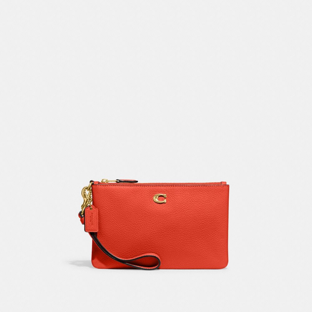 COACH®,Essential Small Wristlet,Leather,Wristlet,Pouch,Faux Leather,Metal,Logo,Casual,,Front View