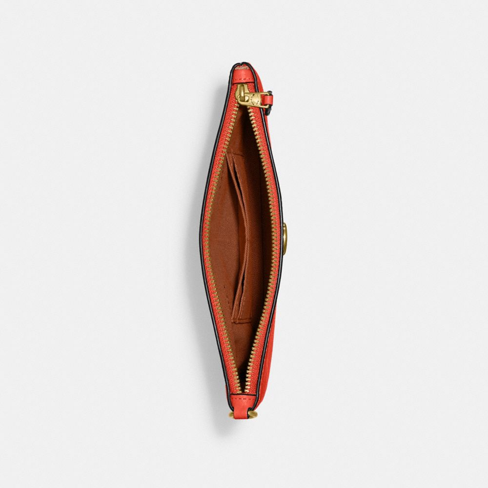 COACH®,Essential Small Wristlet,Leather,Wristlet,Pouch,Faux Leather,Metal,Logo,Casual,,Inside View,Top View