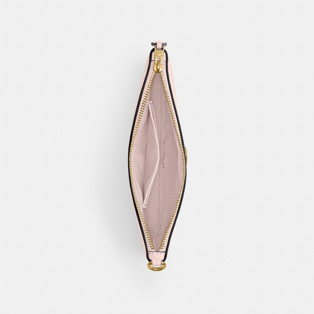 COACH®,Essential Small Wristlet,Leather,Pouch,Wristlet,Faux Leather,Metal,Logo,Casual,Pink,Inside View,Top View