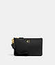 COACH®,SMALL WRISTLET,Polished Pebble Leather,Medium,Brass/Black,Front View
